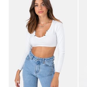 white adika crop top